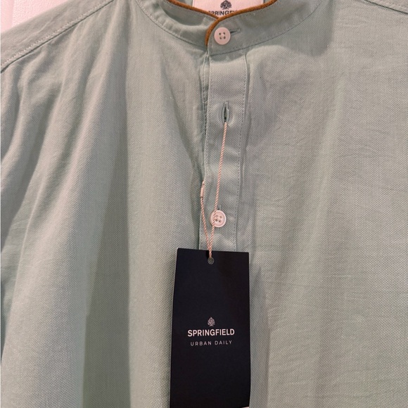 Mint Green Long-Sleeve Mandarin Collar Shirt - Picture 3 of 8